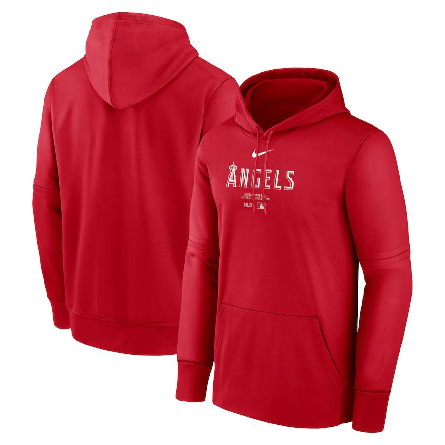 Men 2025 MLB Los Angeles Angels Red Nike hoodie style 3